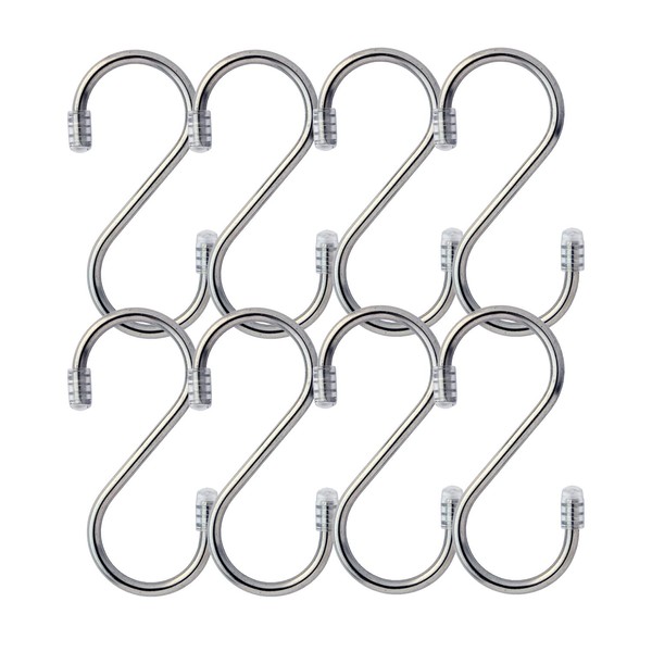 LEC Stainless Steel S-Shaped Hooks, Medium, 8 Pieces, Load Capacity: 15.4 lbs (7 kg)