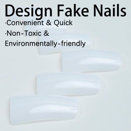 FIEONCIY Press on Nails Duck Shape Glossy Full Cover Medium Acrylic White False Nails with Designs Artificial Duck Fake Nails with Charms Glue ons Nails Stick on Fingernails for Women Girls