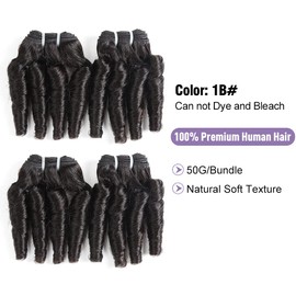 Molefi Brazilian Funmi Hair Curly Weave 3 Bundles with Lace Closure Spiral Curl Hair Bundles with 4x2 T Lace Closure 100% Human Hair Extensions 100g/pc Natural Black (14 14 14+12)