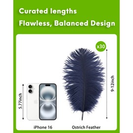 NEWONG 30pcs Navy Blue Ostrich Feathers Natural Bulk 9-12inch(23-30cm) Vase Craft Wedding Home Party Centerpieces Christmas Day Decoration