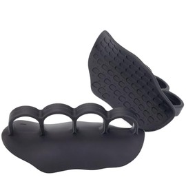 Non-Slip Workout Grip Pads, Fingerless Rubber Palm Protector/Gym Gloves Alternative, Barbell Pad Style Training Handle for Weightlifting, Pull-Ups, Bench Press (Black - 1 Pair)