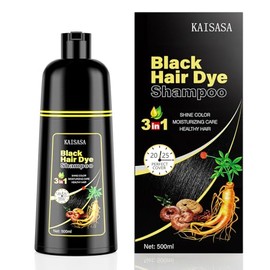KAISASA Champú de tinte negro 3 en 1, champú de color para el cabello para mujeres y hombres, tinte para cubrir el cabello gris, champús con ingredien