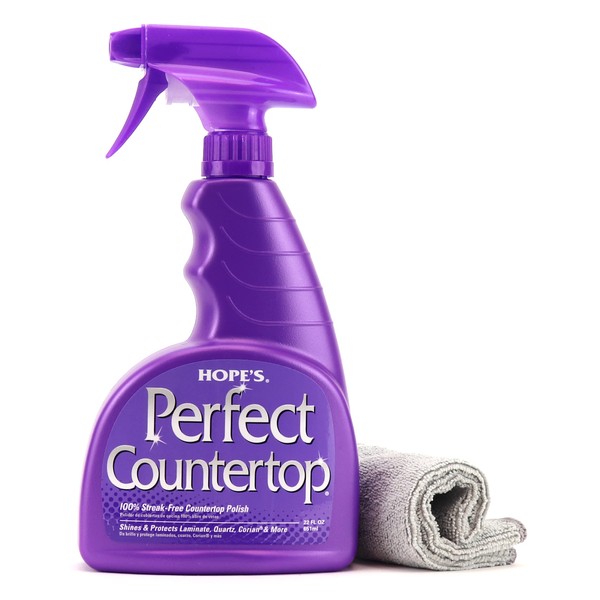 HOPE'S Perfect Countertop Cleaner with Microfiber Cloth, Streak Free Multi Surface Cleaning Spray, Pack of 1 with Microfiber Cloth
