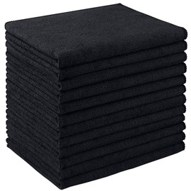 AIDEA Microfiber Cleaning Cloth 12 Pack, Microfiber Towels for Cars, Soft & Absorbent Cleaning Rags, Premium Lint Free Shop Towels for House, Kitchen, Car, 12inx16in, Black