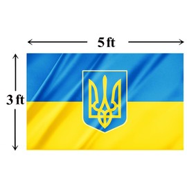 Mipico Ukraine Trident Flag 3x5FT Ukrainian National Flag Vibrant Color Fade Resistant Polyester with Grommets (Trident 3x5FT)