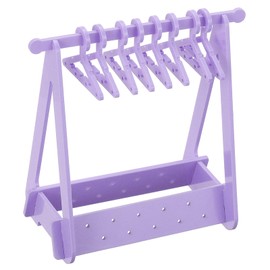PATIKIL 1 Set Earring Holder with 8 Hangers, Acrylic Earring Holder Organiser Stand Mini Hanger Earring Display Stand Wardrobe with 20 Holes, Purple