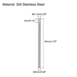 sourcing map 2x50mm 304 Stainless Steel Dowel Pins, 20Pcs Knurled Head Flat Chamfered End Dowel Pin, Wood Bunk Bed Shelf Pegs Support Shelves Fasten Elements