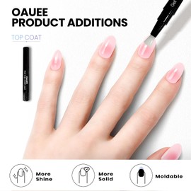 Oauee Semi Cured Gel Nail Strips | Built-In Gel Top Coat | UV Light Required | Salon Quality, Easy Application And Removal (Blush)