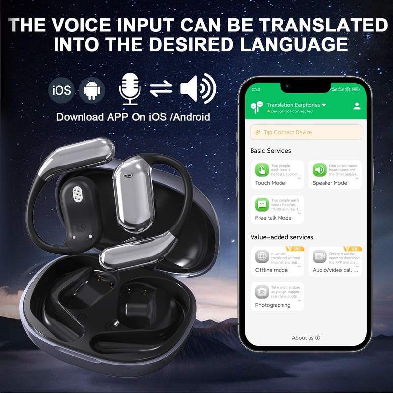 Translation Earbuds Real Time, 3 in 1 Ai Language Translator