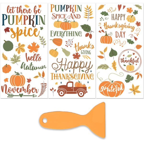PLIGREAT 3 Sheets Autumn Theme Rub on Transfer Stickers for