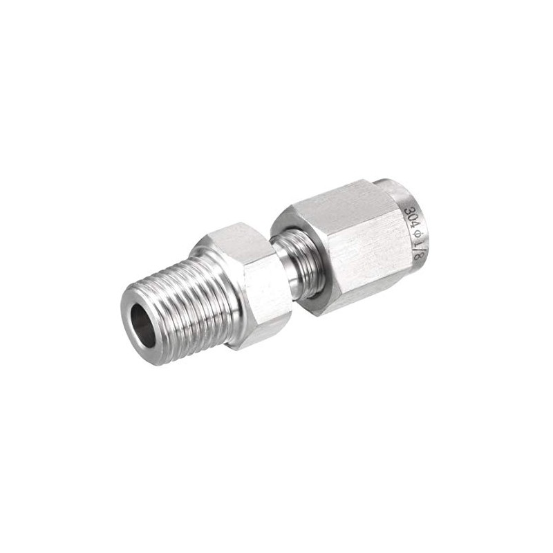 sourcing map Stainless Steel Compression Tube Fitting 1/8NPT Male x