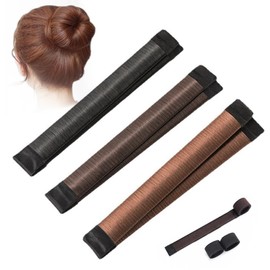 Ryaupy 3 Pieces Magic Hair Bun Maker - Hairstyle Aid Bun Band for Women - French Twist Hair Bun Styling Braid Holder Tool (Black, Brown, Light Brown)