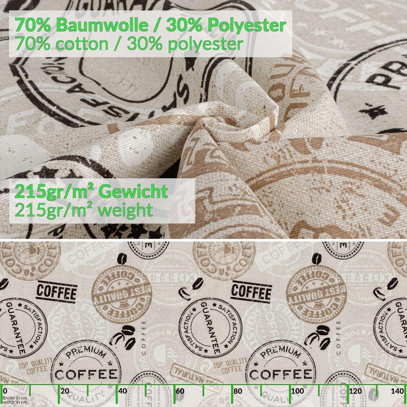Fabric Tablecloth Washable Table Linen Tablecloth Cotton Polyester Coffee 100