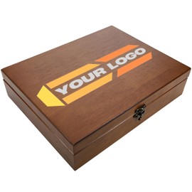 WE Games Color Logo Wooden Treasure Box with Lid & Brass Latch - Walnut Finish
