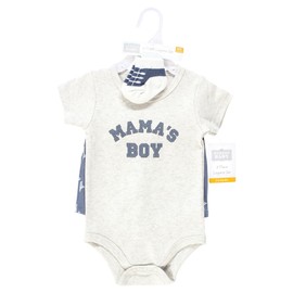 Hudson Baby Infant Boys Bodysuit, Short and Sock, Mamas Boy Blue Star, 6-9 Months