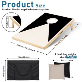 TREATLIFE HOME Enjoy Outdoor Fun with Solid Wood Cornhole Set, Tailgate Size Boards with 8 All-Weather Bags, Gatherings