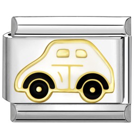 UNY JEWEL Italian Charm 9mm Stainless Steel Car Design Modular Charm Link for Bracelets Unisex Jewelry