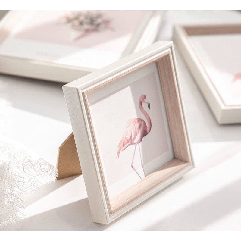 PLUSCHEN 8X8 Square Picture Frame, Pink Resin Picture Frame, Square