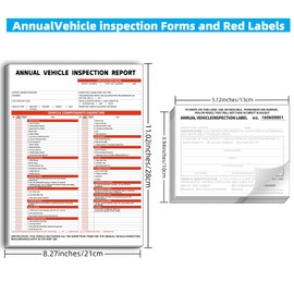 Annual Vehicle Inspection Report Form and Label, 25-Pack 3-Layer Vehicle Inspection Forms, 2-Ply Annual Adhesive Vinyl Label