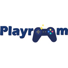 Playroom for Gamer Room with Blue Joystick Design Vinyl Wall Decal - Entrance Banner Word Art for Kid's Game Room Wall Decoration - 20" x 4"