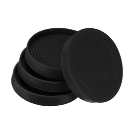 M METERXITY 4-Pack Furniture Coasters Cups, 4" Round Rubber Anti Slide Floor Protector Pads for Sofa Chair/Piano Stopper, Furniture Caster Leg Non Slip Feet Cups [Black]