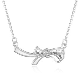 Aoliantty Pendant Necklace,925 Sterling Silver,Platinum Plated,Bowknot Shape,18 inches