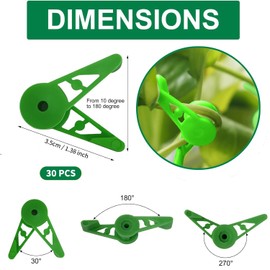 BUKYCAT Pack of 30 Plant Growth Bender Clips, Plant Branch, 360 Degree Adjustable Plant Bender, Low Stress Training Clips, for Bending Plant Stems and Changing the Growth Direction (Green)