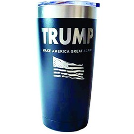 TRUMP Engraved on Black Polar Camel 20 oz. Stainless Steel Vacuum Insulated Tumbler w/Clear Lid - BOTH SIDES Engraved