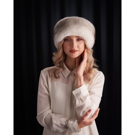 Futrzane Siberian Headband - Womens Faux Fur Headbands - Fluffy Russian Earband - Size XS (White with Black Siberian)