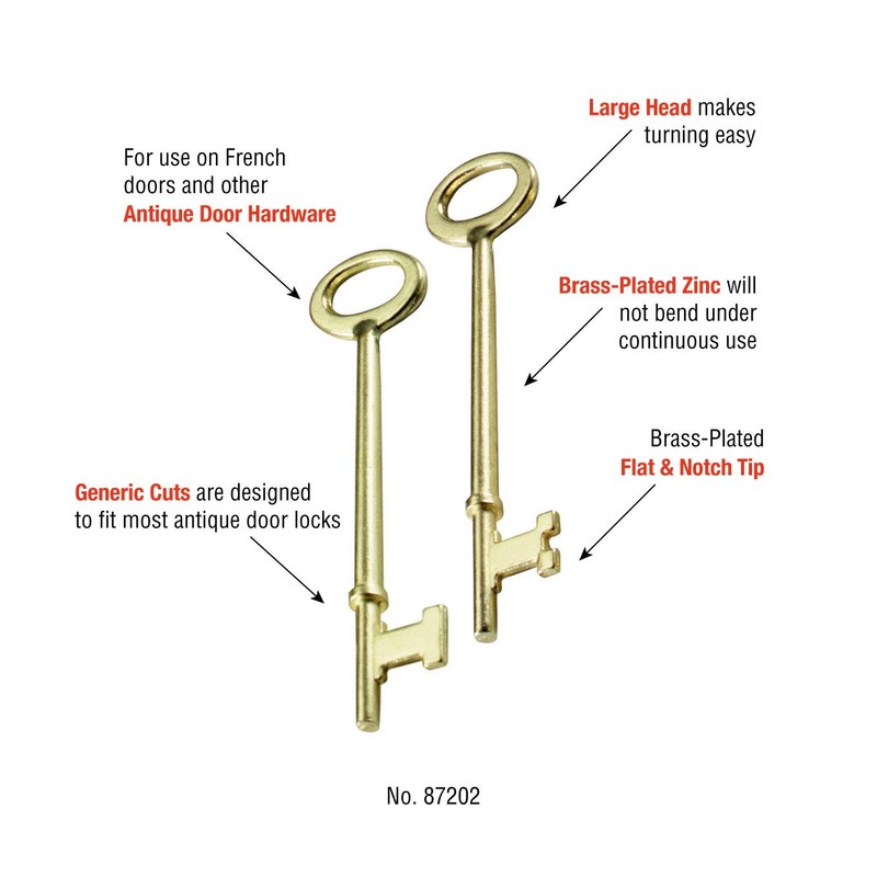 Lucky Line Skeleton Key with Flat Tip & Notched Tip