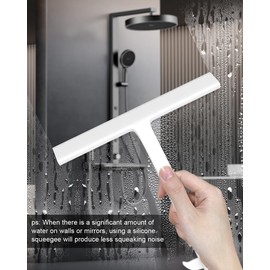 Shower Squeegee for Glass Doors, 8 in Silicone Bathroom Squeegee with Hook | Mutil-Purpose Glass Squeegee for Tile Shower Walls, Floors, Windows, Car Cleaning, No-Squeak & Streak Free Squeegee Tool