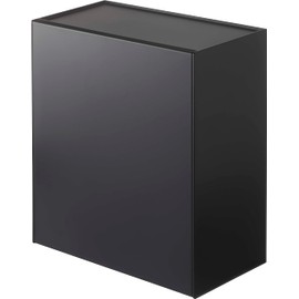 Yamazaki 5430 Wall Toilet Pot & Storage Case, Black, Approx. W 8.1 x D 4.8 x H 9.4 inches (20.5 x 12.2 x 24 cm), Tower, Flap Type, Storage for Small Items, Trash Can