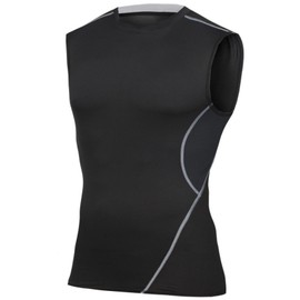 Azalee Rashguard Men Women Sports Shirt Round Neck Sleeveless Sleeveless Men's - blk