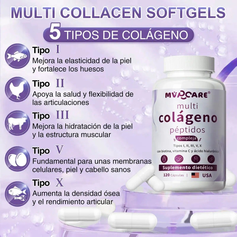 Colageno Hidrolizado Acido Hialuronico 120 Cápsulas Sabor