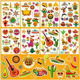 Cinco De Mayo Stickers for Kids, 236Pcs Funny Mexican Fiesta Stickers for Mexican Taco Party Favors Boys and Girls Gifts