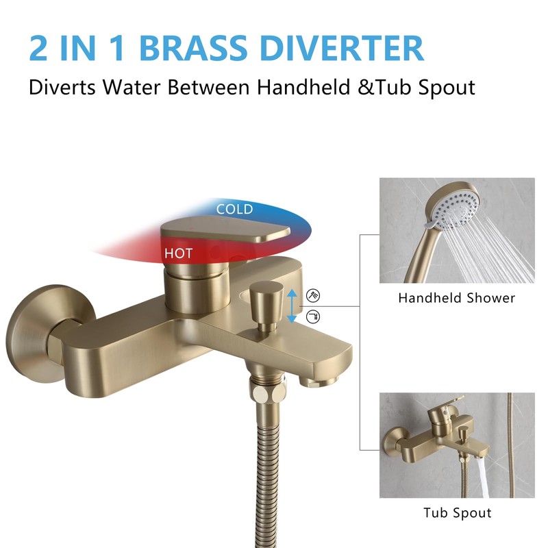 HONYI Bathtub Faucet with Sprayer, Tub Spout with Diverter Bathroom