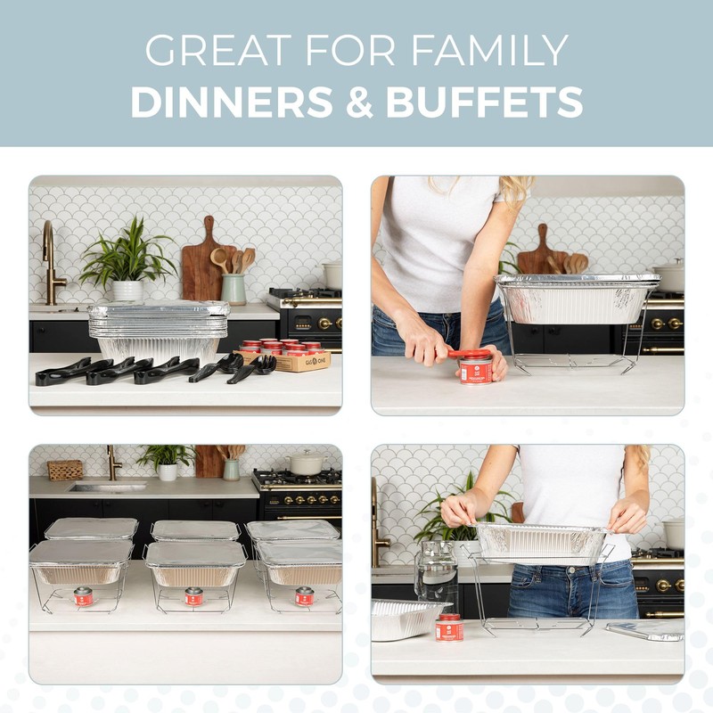 Alpha Living 6 Pack - Disposable Chafing Dish Buffet Set,