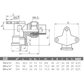 16mm PEX-AL-PEX x 1/2" Female Brass Compression Pipe Fittings Elbow Wall Mounted