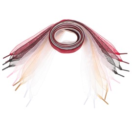 Yardenfun 5 Pcs Chiffon Ribbon Shoe Laces for Sneakers Colorful Flat for Casual and Athletic Shoes and Stylish Colored Shoe Strings