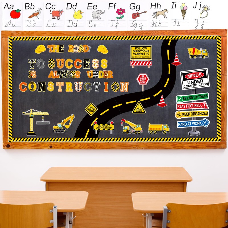 Honoson 71 Pcs Construction Bulletin Board Decorations Road to Success