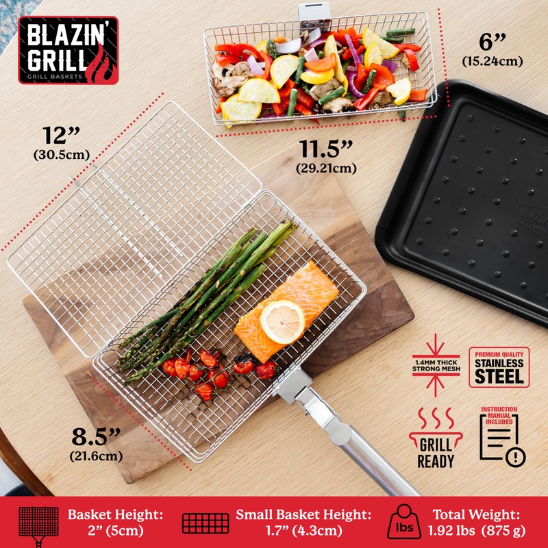 Blazin' Grill Grill Baskets for Outdoor Grill | 2 Grilling