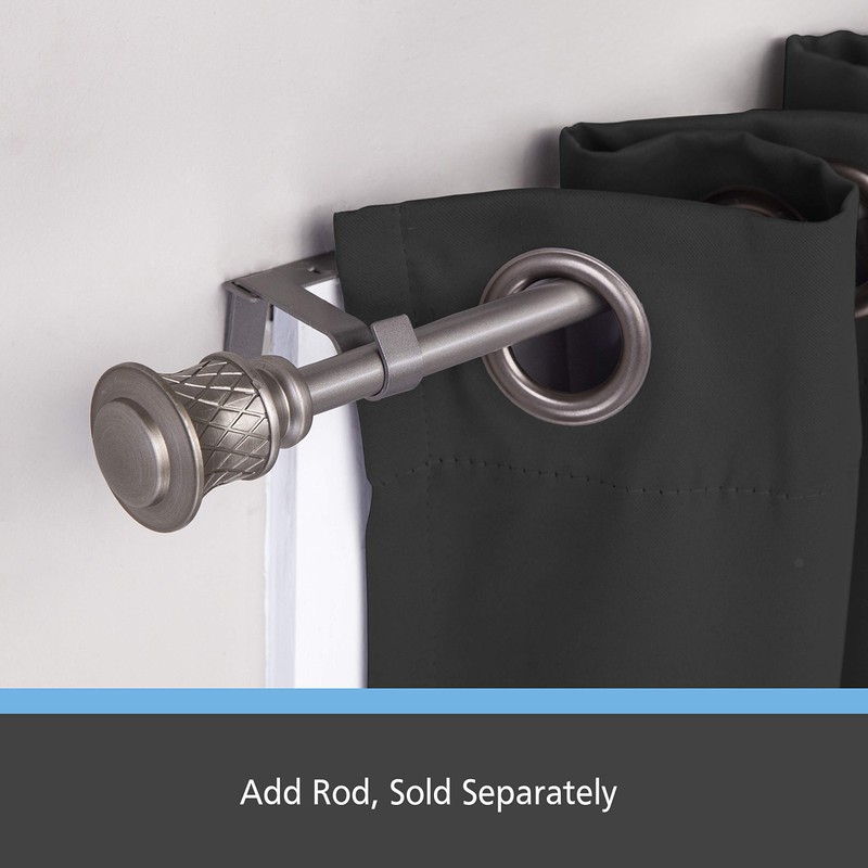 Kenney Fast Fit 5/8" No Measure Curtain Rod Brackets, Pewter