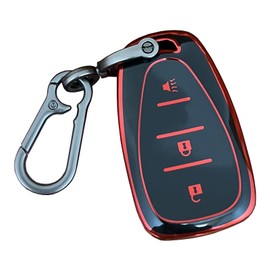AIOEUOIA for Chevy Key Fob Shell Keyless Entry Systems Fit for Chevy Spark Traverse Equinox Trailblazer Trax 3 Buttons Smart Key Cover Case (Black-Red)