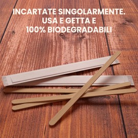 500 Disposable Coffee and Cappuccino Palettes Birch Wood 11cm Individually Wrapped Biodegradable and Compostable Heat Resistant for Mixing Coffee and Drinks