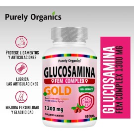 Glucosamina Fem. Purely Organics, Para Mujeres. 90 Cápsulas Sin sabor.