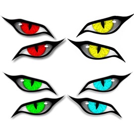 NHPY 4 Pairs of Motorcycle Stickers, Motorcycle Helmet Sticker, 70 x 30 mm Eye Sticker, Evil Eyes with Green Irise, Vinyl Drone, Motorcycle Helmet, Car Sticker (4 Colours)