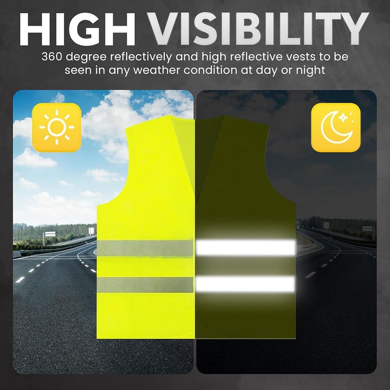 miaomiao High Visibility Vests Car Pack of 5 Reflective Safety