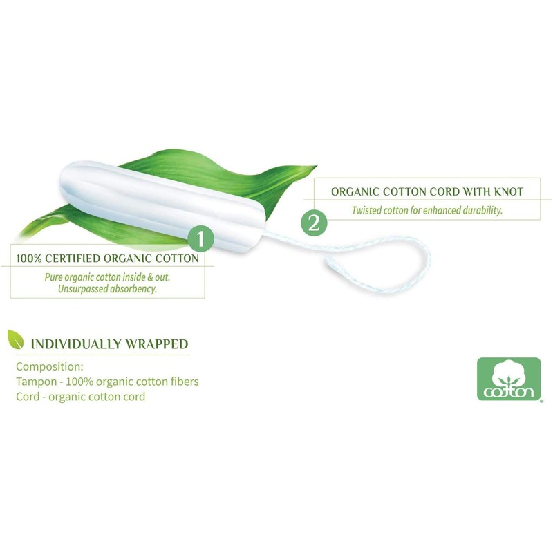 Organ(y)c 100% Certified Organic Cotton Tampons for Heavy Days -