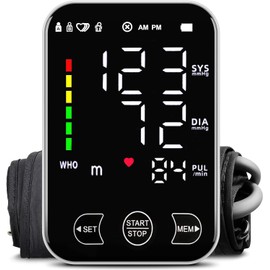 Blood Pressure Monitors CE Approved UK,Monitor Upper Arm for Home Use Machine with BP Cuff LED Display Heart Rate Detection 2x120 Records,Cuff 8.7"-18.9", Black