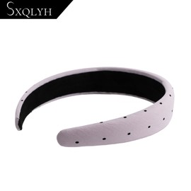 SXQLYH Haarreifen Gepolstert Breit,Polka-Dot Stoff-Haarband,Damen Haarreif gepolstertes Stoff,Weiches Wunderschön Punkte Stirnbänder,Gepolstertes Bequeme Stirnbänder für Frauen Mädchen (Lila)